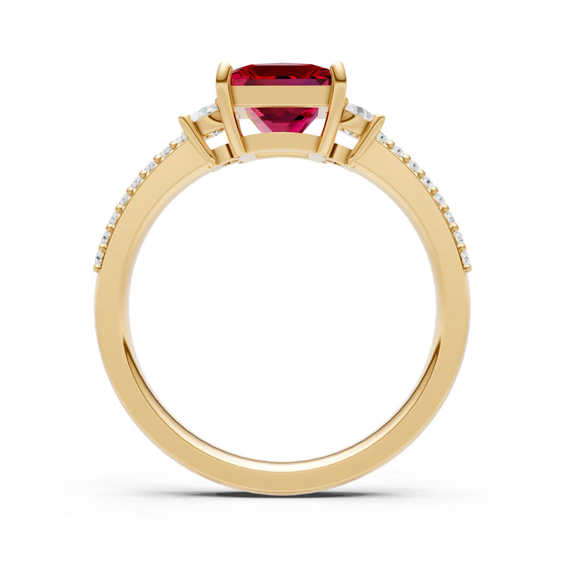 3 Stone Princess Cut Double Pave Band