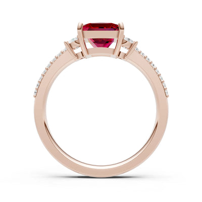 3 Stone Princess Cut Double Pave Band