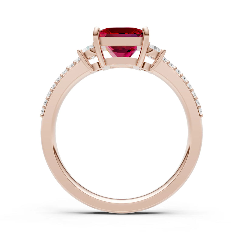 3 Stone Princess Cut Double Pave Band