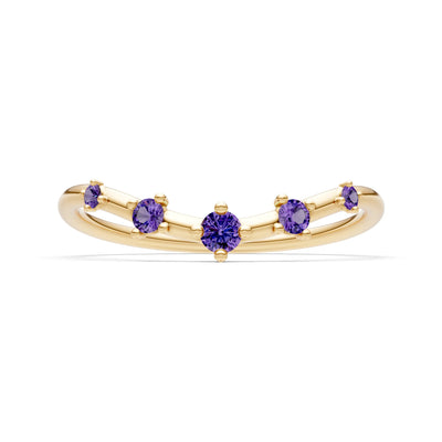 Amethyst Dainty Tiara 5-Stone Round Cut Half Band