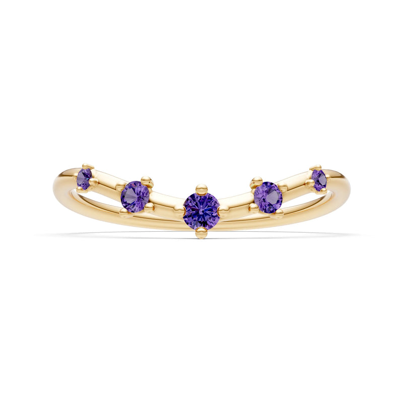 Amethyst Dainty Tiara 5-Stone Round Cut Half Band