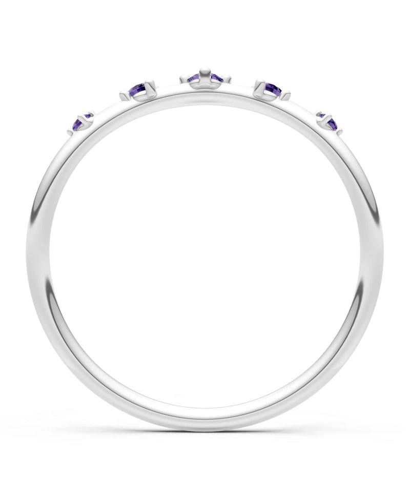 Amethyst Dainty Tiara 5-Stone Round Cut Half Band