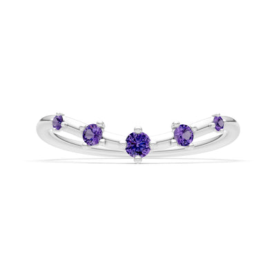 Amethyst Dainty Tiara 5-Stone Round Cut Half Band