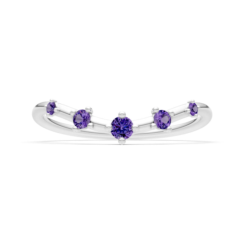 Amethyst Dainty Tiara 5-Stone Round Cut Half Band