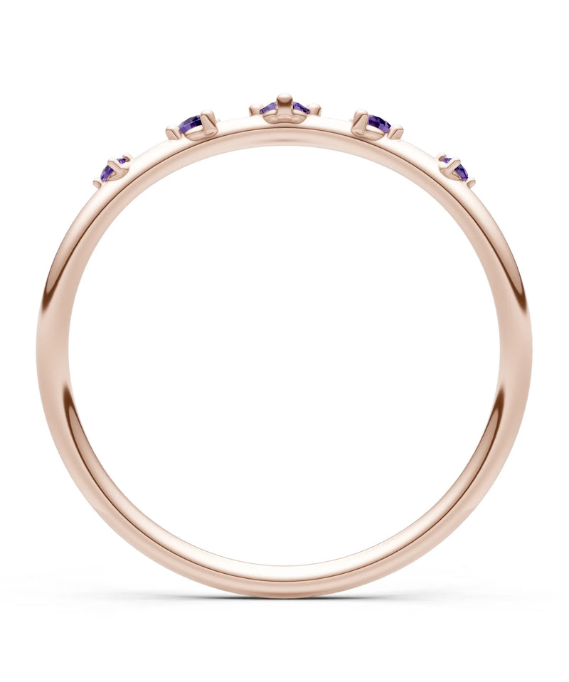 Amethyst Dainty Tiara 5-Stone Round Cut Half Band