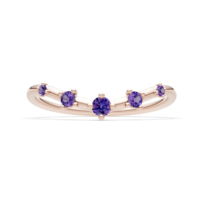 Amethyst Dainty Tiara 5-Stone Round Cut Half Band