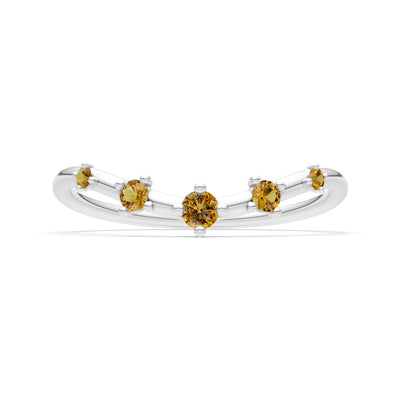 Citrine Dainty Tiara 5-Stone Round Cut Half Band