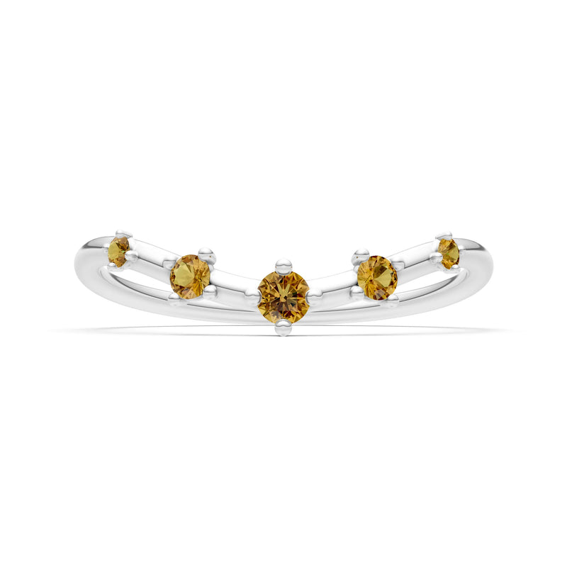 Citrine Dainty Tiara 5-Stone Round Cut Half Band
