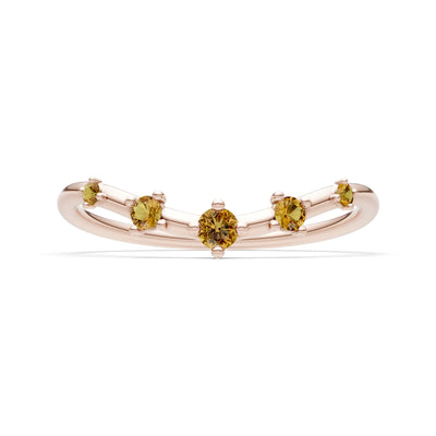 Citrine Dainty Tiara 5-Stone Round Cut Half Band