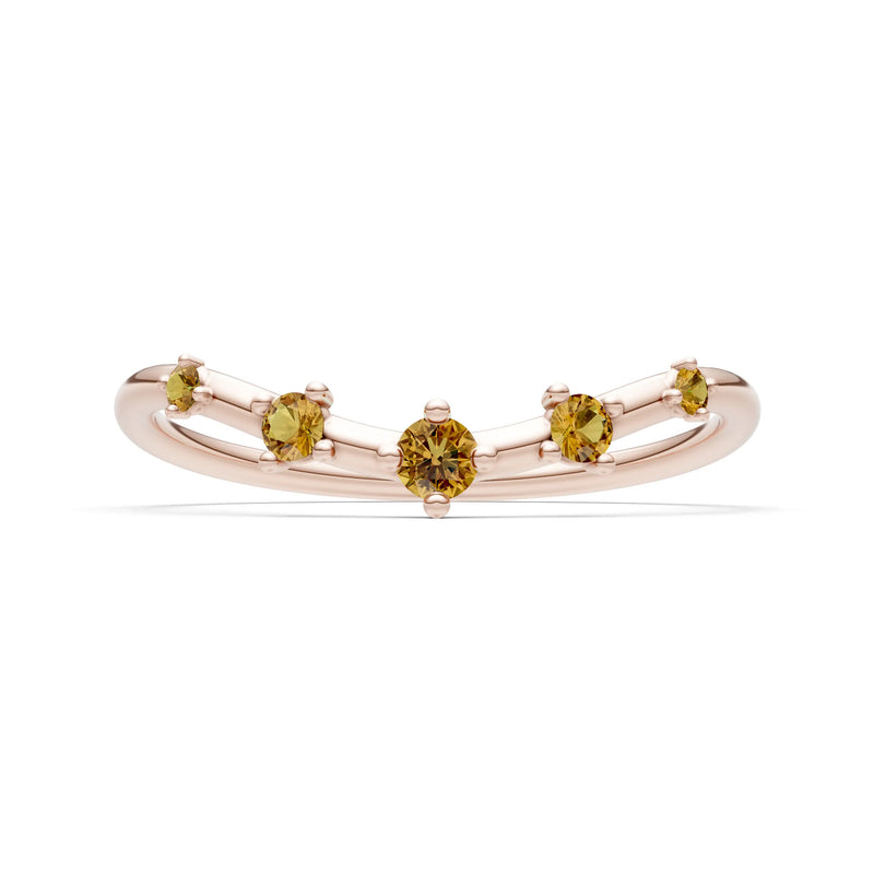 Citrine Dainty Tiara 5-Stone Round Cut Half Band