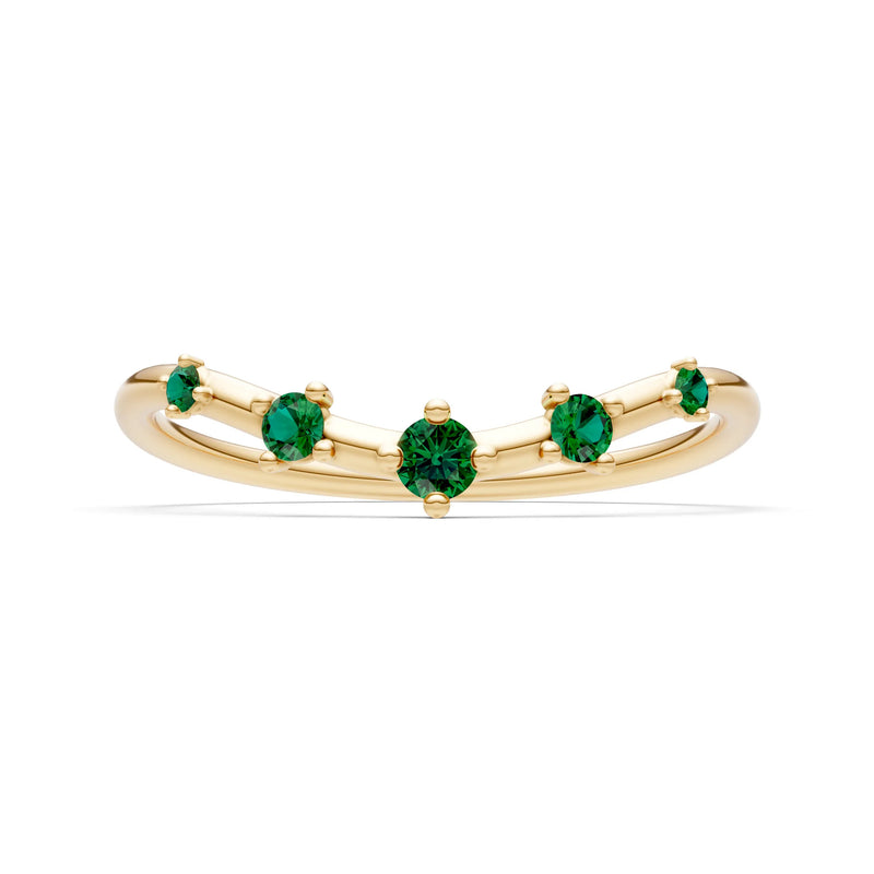 Emerald Dainty Tiara 5-Stone Round Cut Half Band