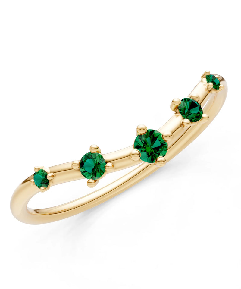 Emerald Dainty Tiara 5-Stone Round Cut Half Band