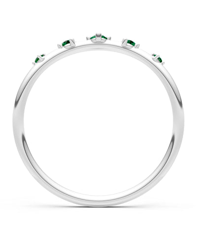Emerald Dainty Tiara 5-Stone Round Cut Half Band