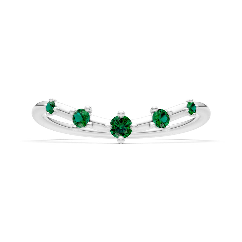 Emerald Dainty Tiara 5-Stone Round Cut Half Band