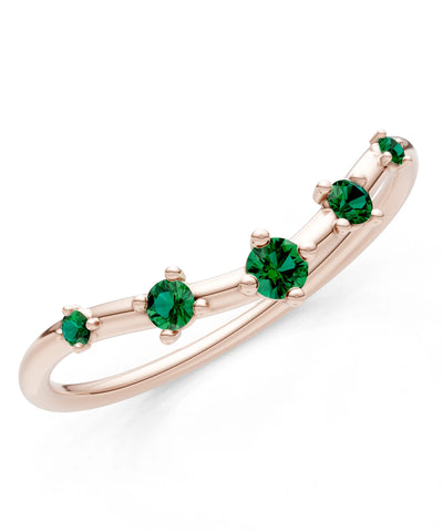 Emerald Dainty Tiara 5-Stone Round Cut Half Band