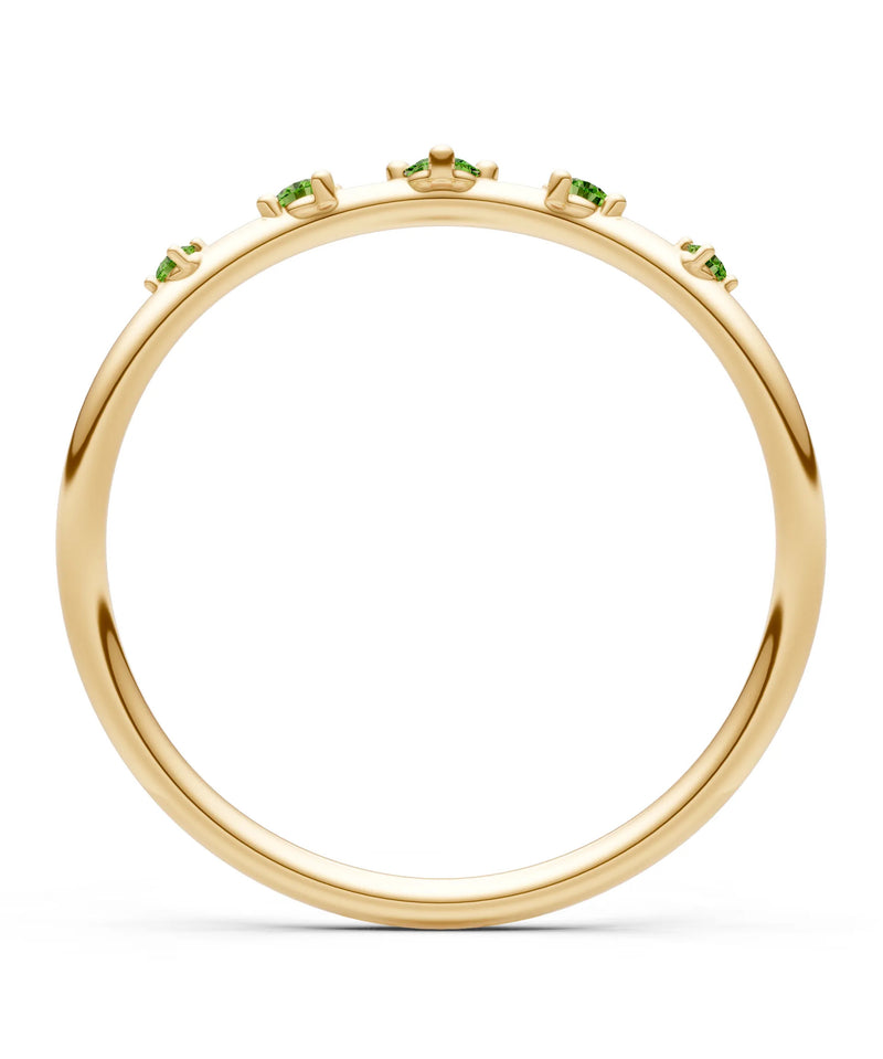 Peridot Dainty Tiara 5-Stone Round Cut Half Band