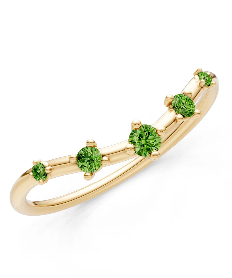 Peridot Dainty Tiara 5-Stone Round Cut Half Band