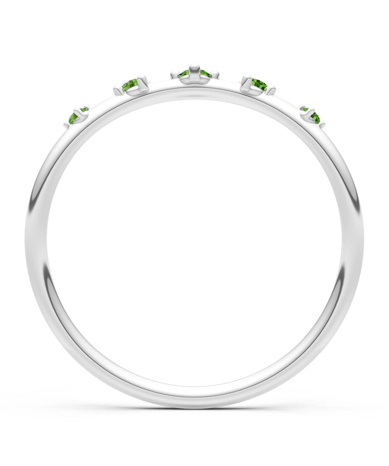 Peridot Dainty Tiara 5-Stone Round Cut Half Band