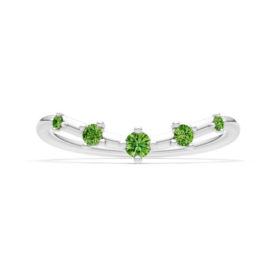 Peridot Dainty Tiara 5-Stone Round Cut Half Band