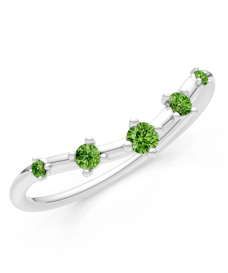 Peridot Dainty Tiara 5-Stone Round Cut Half Band