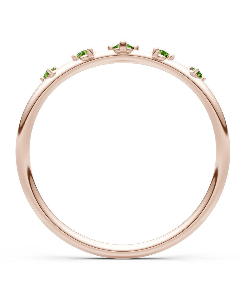 Peridot Dainty Tiara 5-Stone Round Cut Half Band