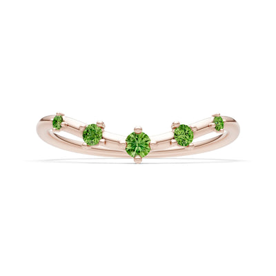Peridot Dainty Tiara 5-Stone Round Cut Half Band