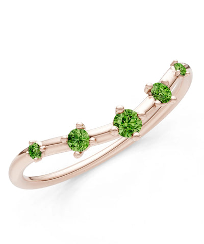 Peridot Dainty Tiara 5-Stone Round Cut Half Band