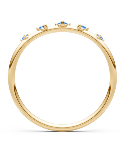 Swiss Blue Topaz Dainty Tiara 5-Stone Round Cut Half Band