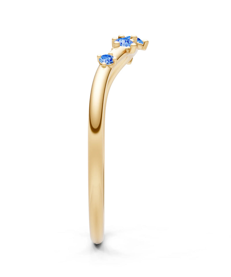 Swiss Blue Topaz Dainty Tiara 5-Stone Round Cut Half Band