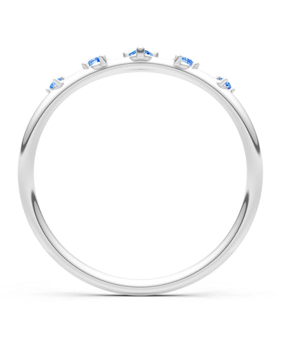 Swiss Blue Topaz Dainty Tiara 5-Stone Round Cut Half Band