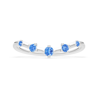 Swiss Blue Topaz Dainty Tiara 5-Stone Round Cut Half Band