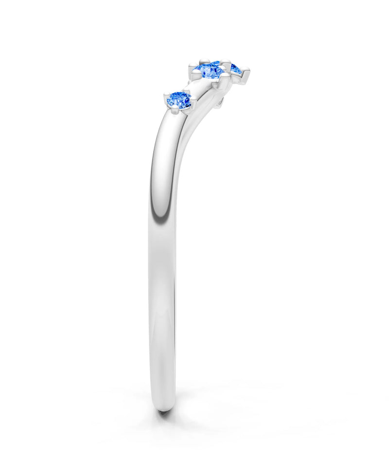 Swiss Blue Topaz Dainty Tiara 5-Stone Round Cut Half Band