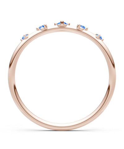 Swiss Blue Topaz Dainty Tiara 5-Stone Round Cut Half Band