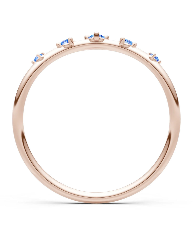 Swiss Blue Topaz Dainty Tiara 5-Stone Round Cut Half Band