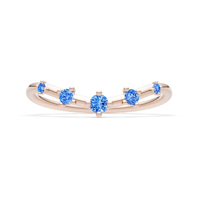 Swiss Blue Topaz Dainty Tiara 5-Stone Round Cut Half Band