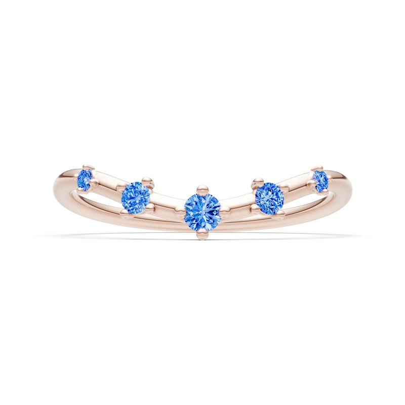 Swiss Blue Topaz Dainty Tiara 5-Stone Round Cut Half Band