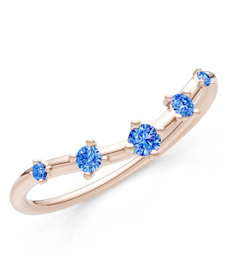 Swiss Blue Topaz Dainty Tiara 5-Stone Round Cut Half Band