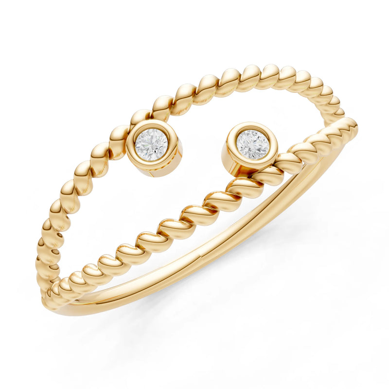 Dainty Rope Round Gemstone Double Station Band