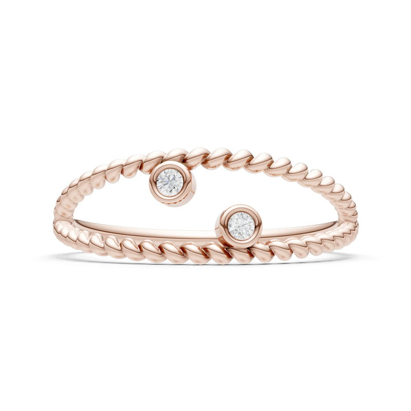 Dainty Rope Round Gemstone Double Station Band