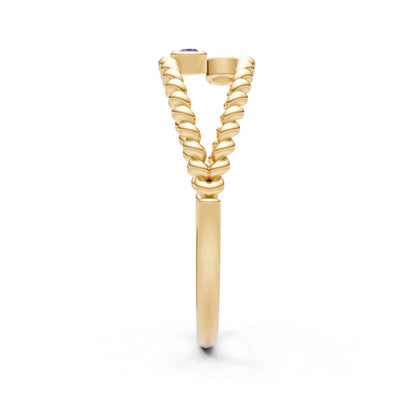 Dainty Rope Round Gemstone Double Station Band