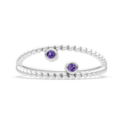 Dainty Rope Round Gemstone Double Station Band