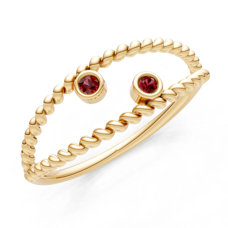 Dainty Rope Round Gemstone Double Station Band