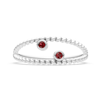 Dainty Rope Round Gemstone Double Station Band