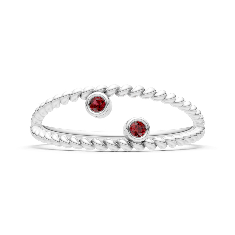 Garnet Dainty Rope Round Cut Double Station Band