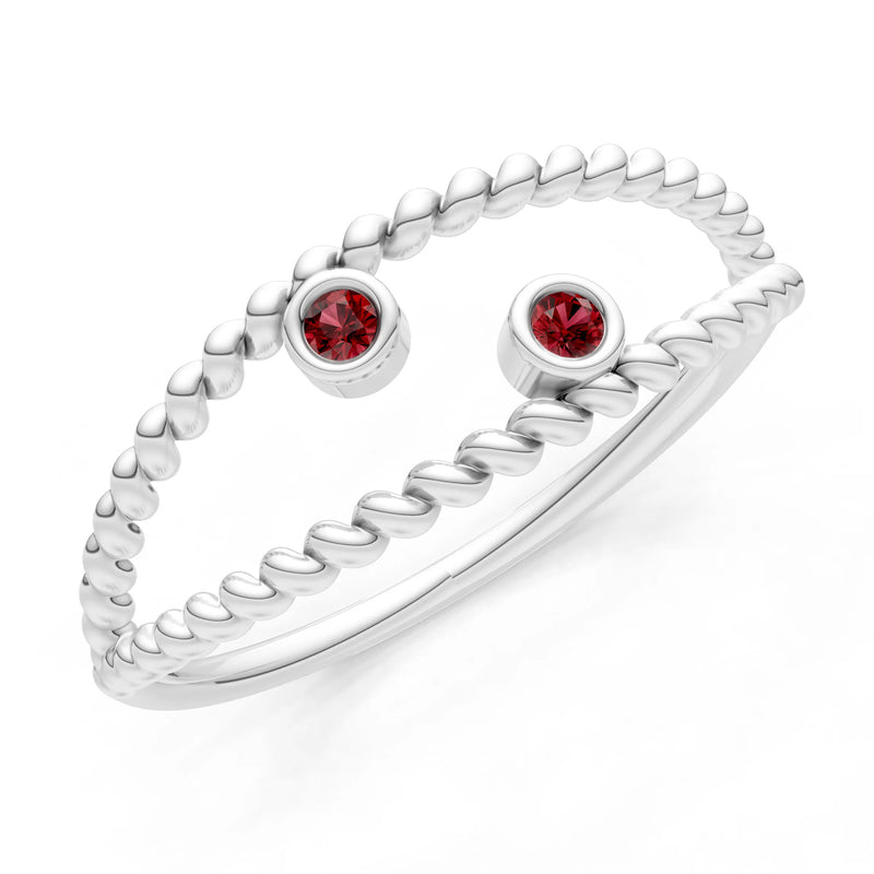 Garnet Dainty Rope Round Cut Double Station Band