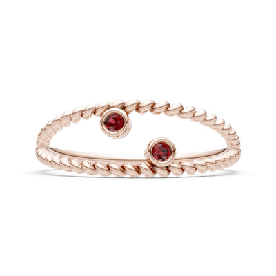 Dainty Rope Round Gemstone Double Station Band