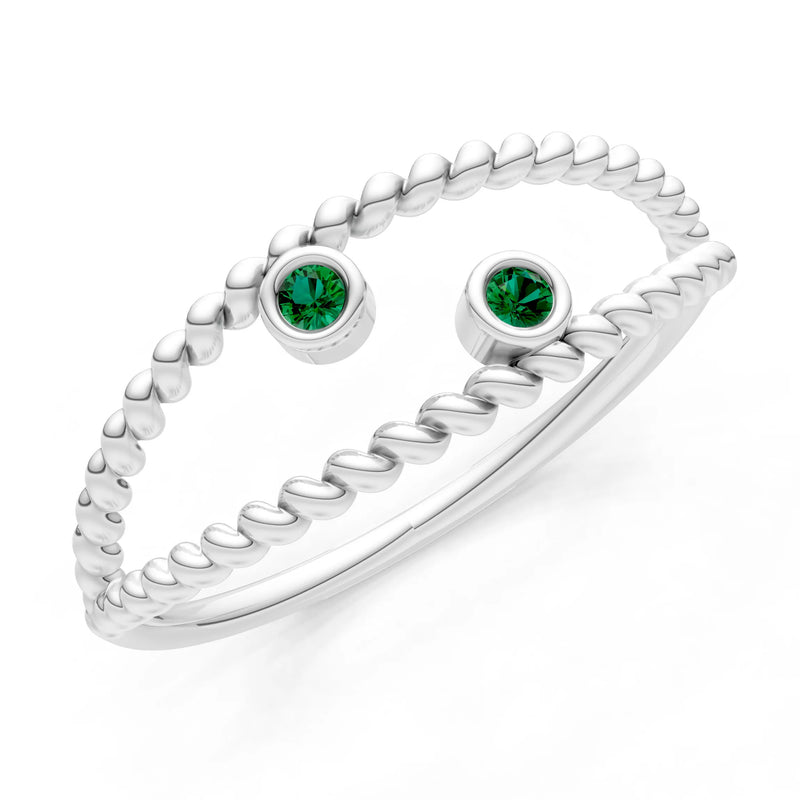 Dainty Rope Round Gemstone Double Station Band