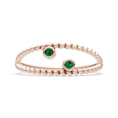 Emerald Dainty Rope Round Cut Double Station Band