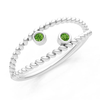 Dainty Rope Round Gemstone Double Station Band