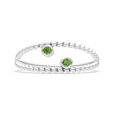 Peridot Dainty Rope Round Cut Double Station Band